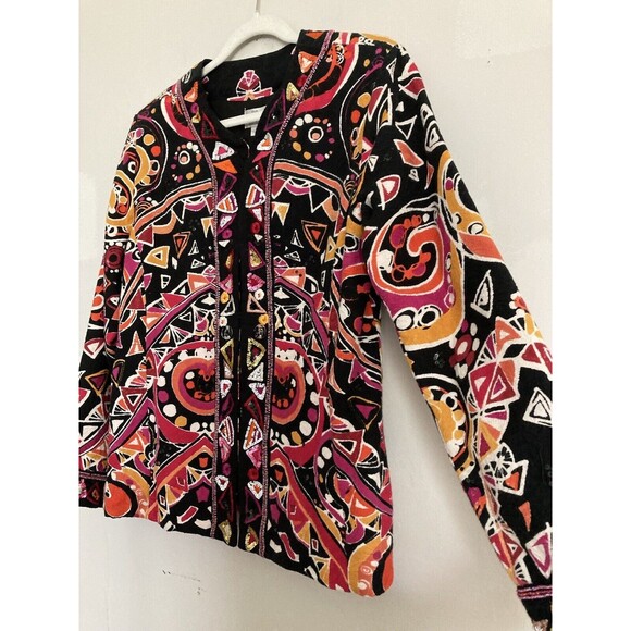 NEW Chico’s Embellished Calandra Jacket Sequins Black MEDIUM Made in India - Picture 13 of 16